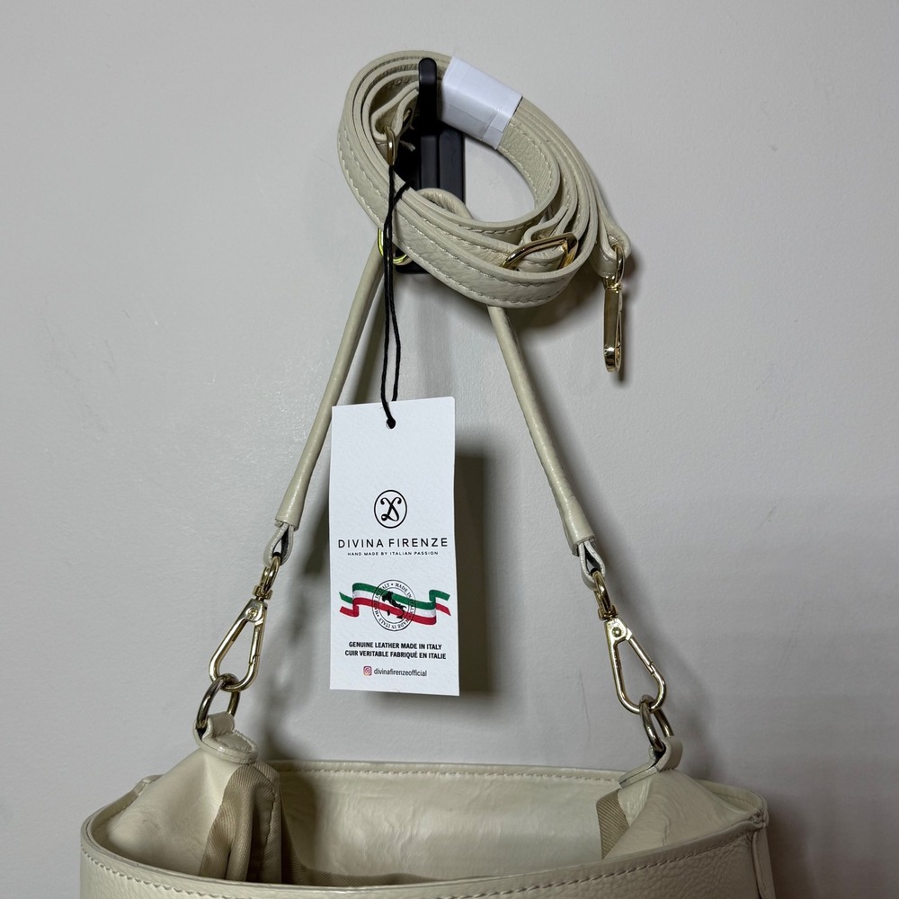 Divina Firenze Bucket Bag Women's Medium Cream Good Woven Leather Made in Italy - Picture 3 of 10